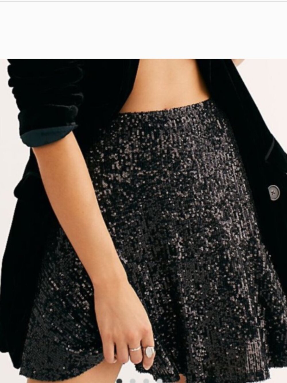 NWT Free People Black Sequined Skirt, Size xs, NWT